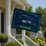 Seattle Seahawks House Flag Custom Ornate Border Blue Best Selling