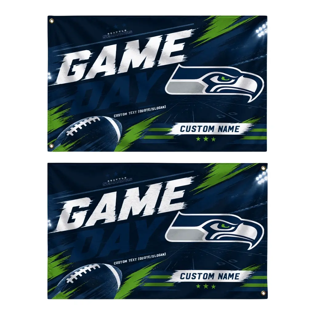 Seattle Seahawks House Flag Customized Action Streaks Blue Fashion Forward Seattle Seahawks House Flag Customized Action Streaks Blue Fashion Forward