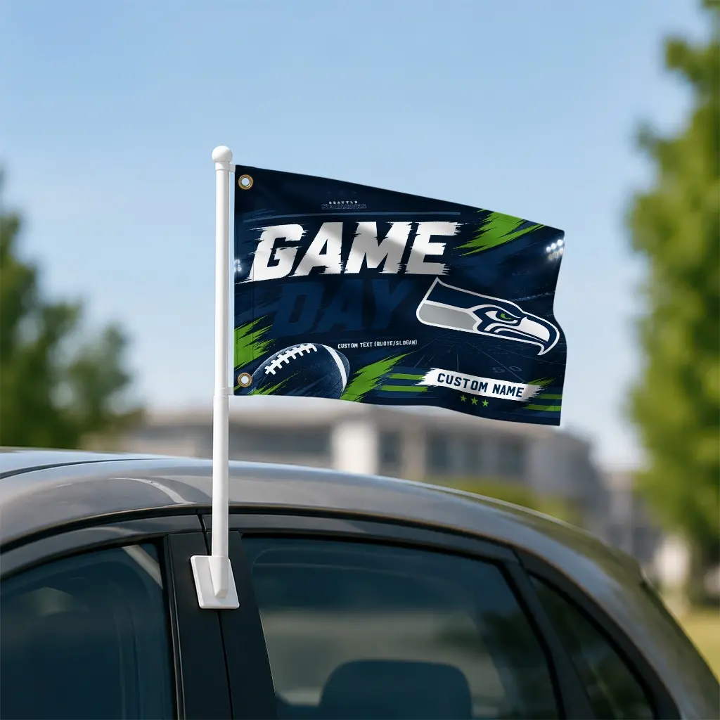 Seattle Seahawks House Flag Customized Action Streaks Blue Latest Model Seattle Seahawks House Flag Customized Action Streaks Blue Latest Model