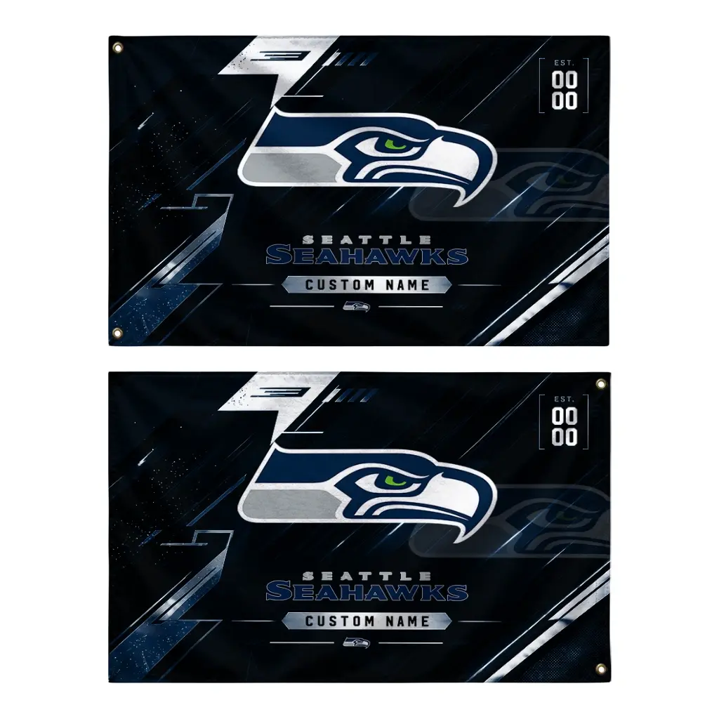 Seattle Seahawks House Flag Personalized Speed Slashes Blue Fashion Forward Seattle Seahawks House Flag Personalized Speed Slashes Blue Fashion Forward