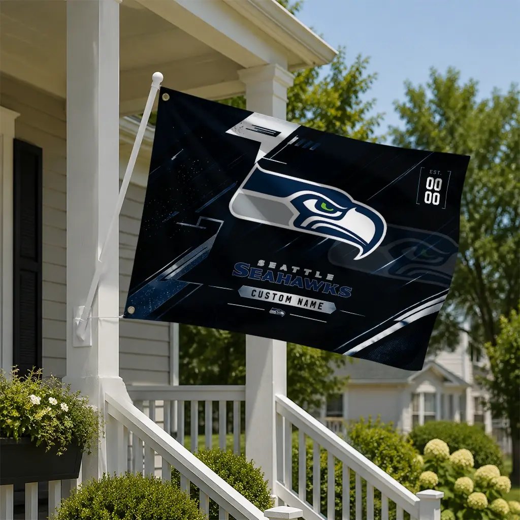 Seattle Seahawks House Flag Personalized Speed Slashes Blue New Arrival Seattle Seahawks House Flag Personalized Speed Slashes Blue New Arrival
