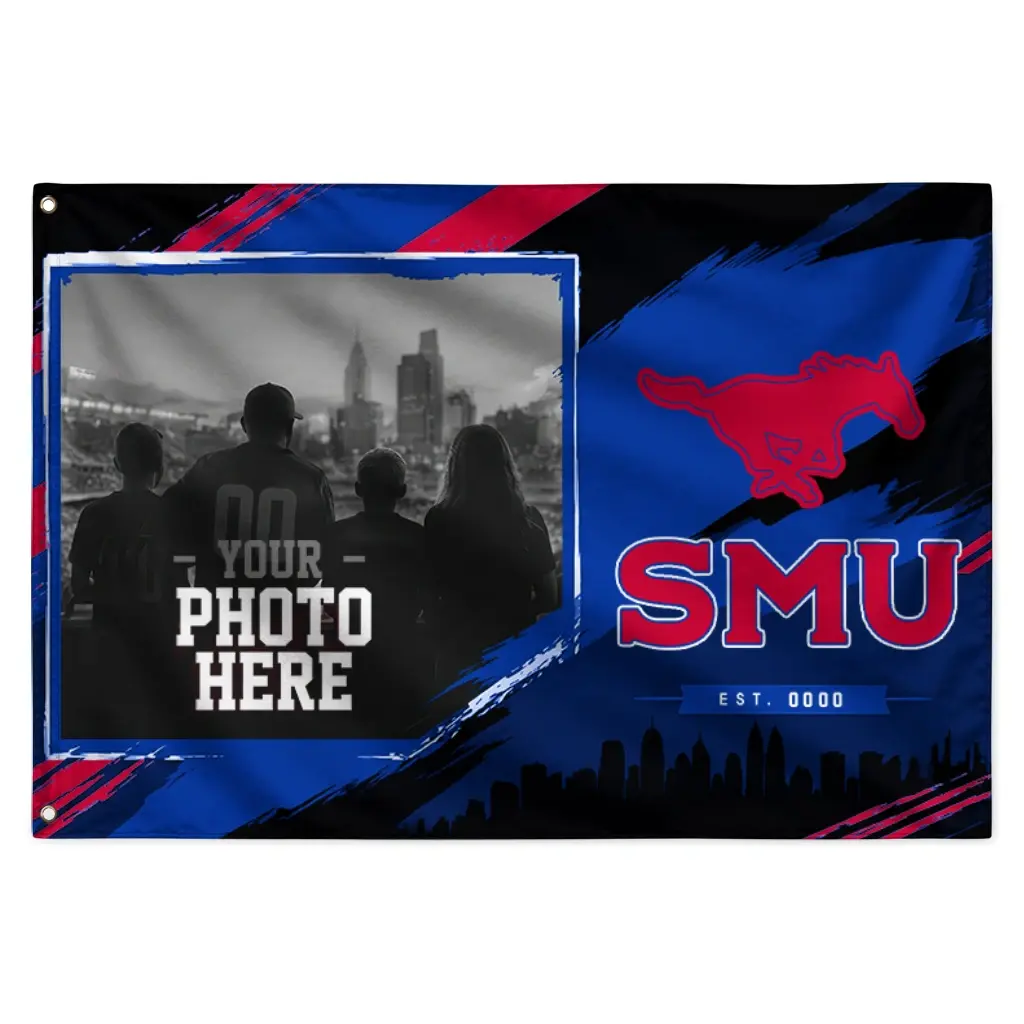 Smu Mustangs House Flag Custom Framed Photo Blue Black Best Selling Smu Mustangs House Flag Custom Framed Photo Blue Black Best Selling