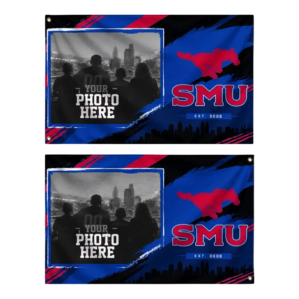 Smu Mustangs House Flag Custom Framed Photo Blue Black Fashion Forward Smu Mustangs House Flag Custom Framed Photo Blue Black Fashion Forward