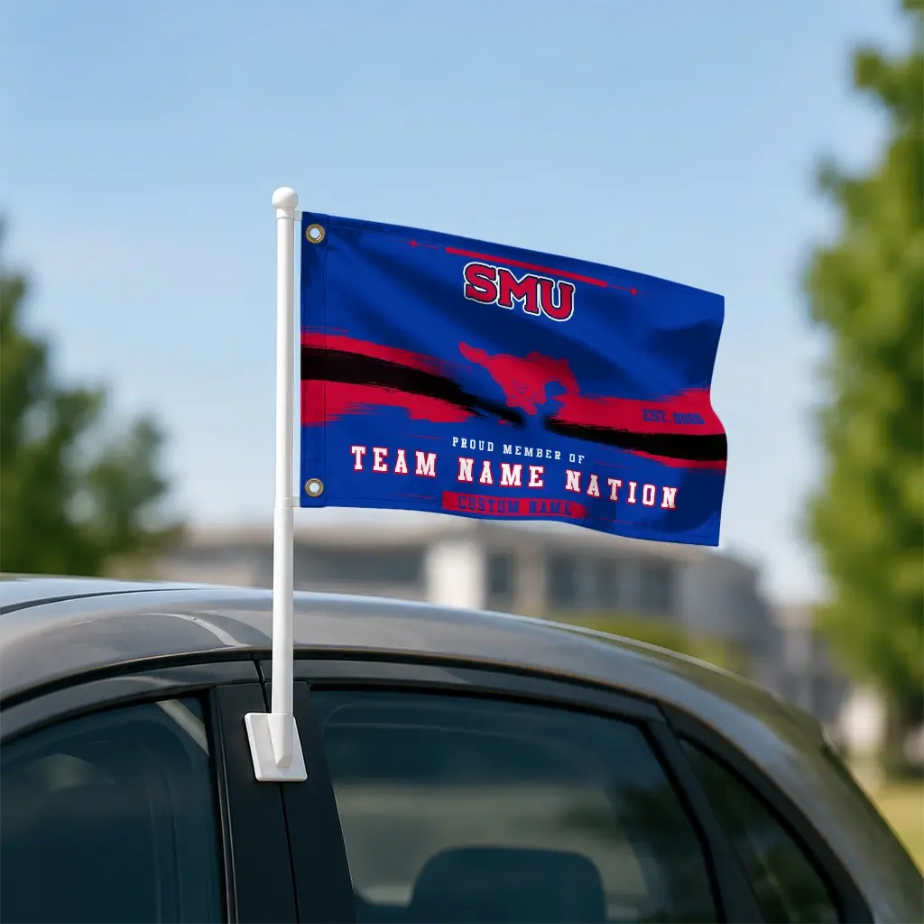 Smu Mustangs House Flag Customized Brushed Streaks Blue Latest Model Smu Mustangs House Flag Customized Brushed Streaks Blue Latest Model