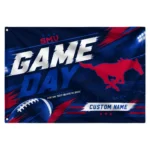 Smu Mustangs House Flag Personalized Action Streaks Blue Best Selling