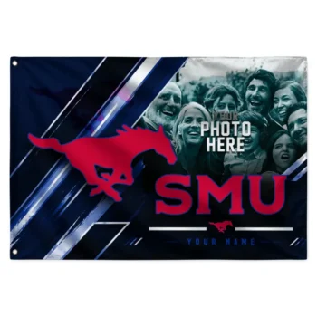 Smu Mustangs House Flag Personalized Diagonal Stripes Blue Best Selling