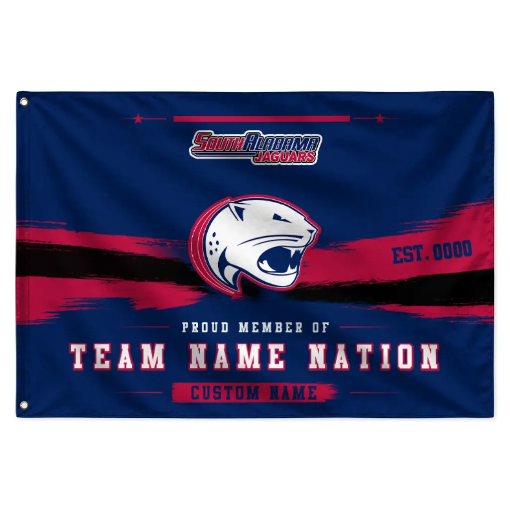 South Alabama Jaguars House Flag Custom Brushed Streaks Blue Best Selling South Alabama Jaguars House Flag Custom Brushed Streaks Blue Best Selling