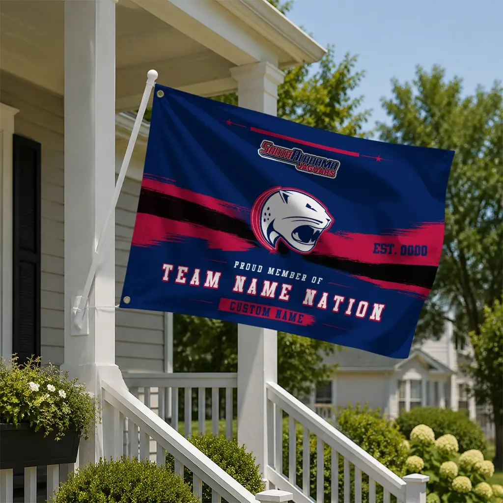 South Alabama Jaguars House Flag Custom Brushed Streaks Blue New Arrival South Alabama Jaguars House Flag Custom Brushed Streaks Blue New Arrival