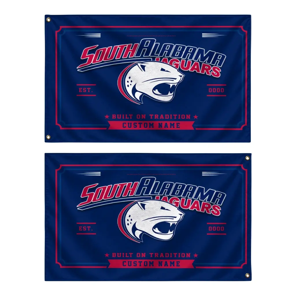 South Alabama Jaguars House Flag Custom Ornate Border Blue Fashion Forward South Alabama Jaguars House Flag Custom Ornate Border Blue Fashion Forward