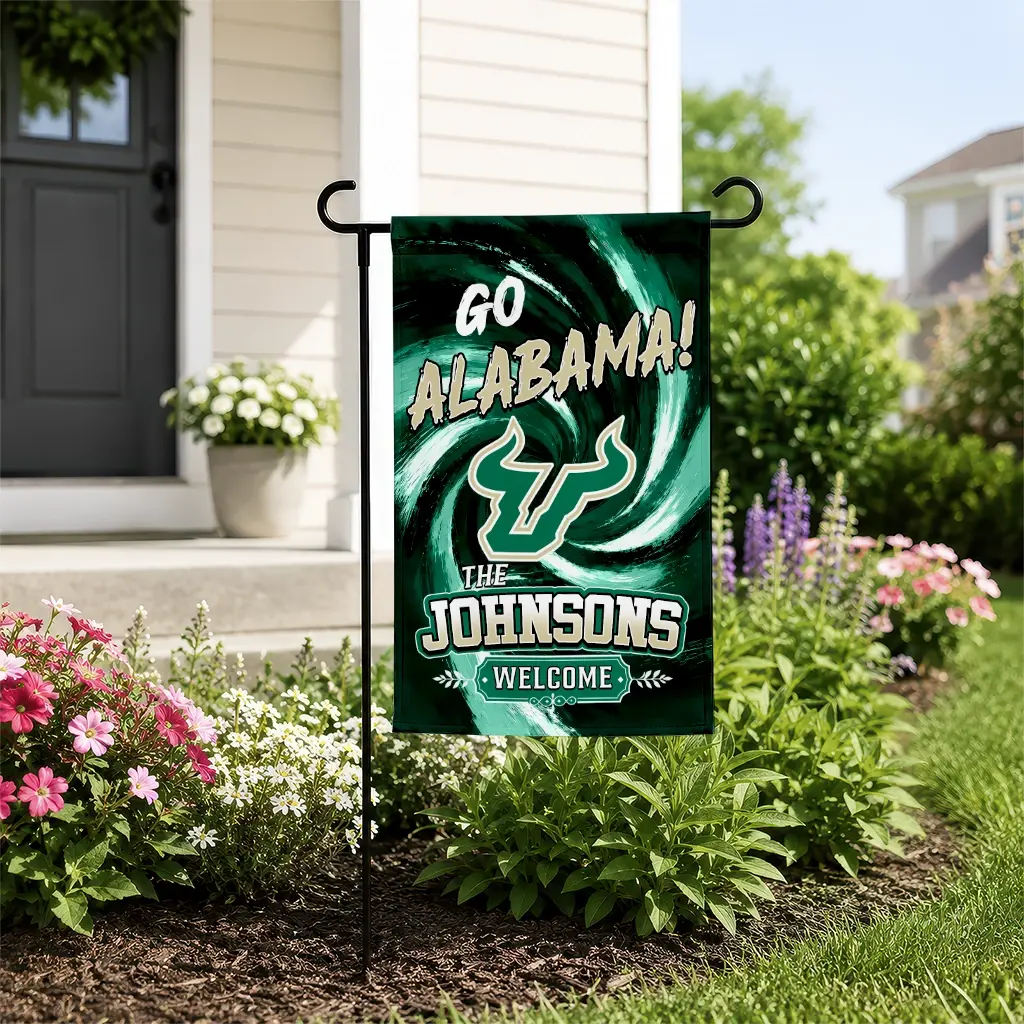 South Florida Bulls Garden Flag Personalized Swirl Vortex Green New Arrival South Florida Bulls Garden Flag Personalized Swirl Vortex Green New Arrival