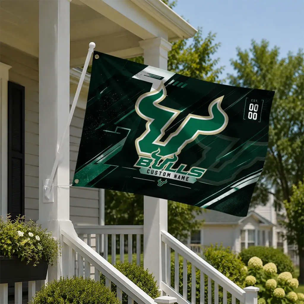 South Florida Bulls House Flag Custom Speed Slashes Green New Arrival South Florida Bulls House Flag Custom Speed Slashes Green New Arrival