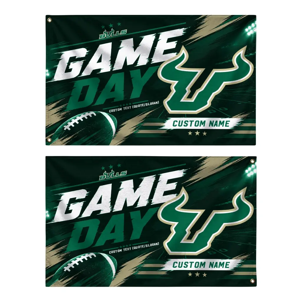 South Florida Bulls House Flag Personalized Action Streaks Green Fashion Forward South Florida Bulls House Flag Personalized Action Streaks Green Fashion Forward