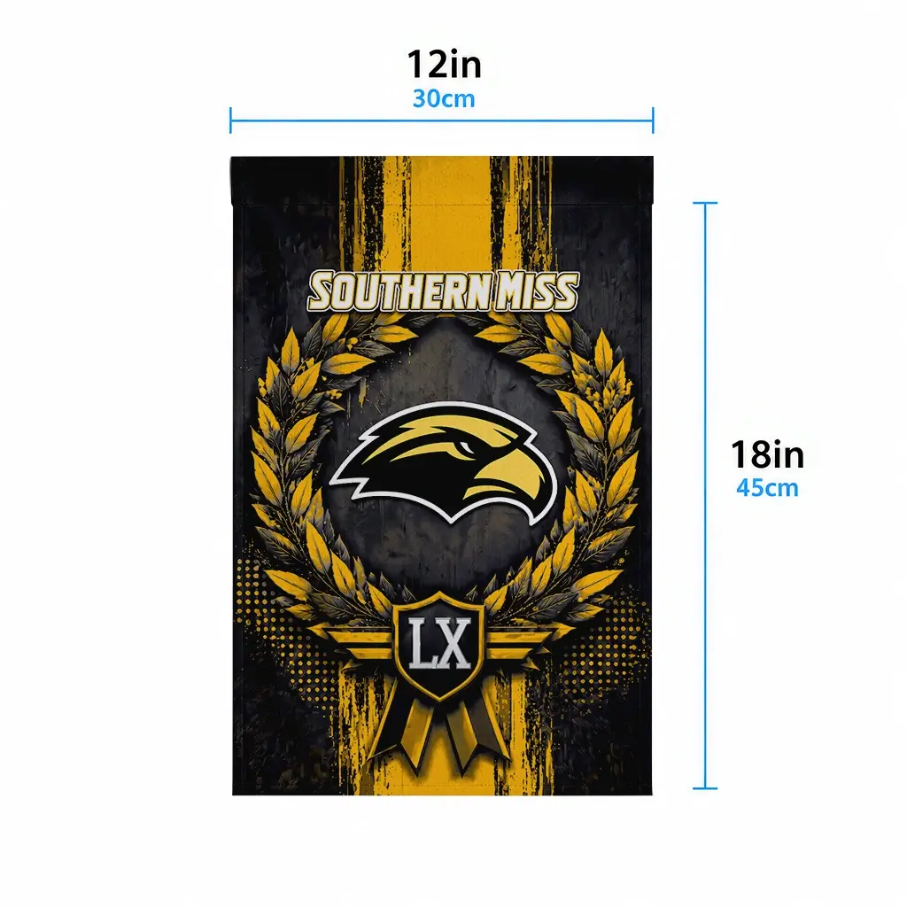 Southern Miss Golden Eagles Garden Flag Customized Laurel Wreath Black High Quality Southern Miss Golden Eagles Garden Flag Customized Laurel Wreath Black High Quality