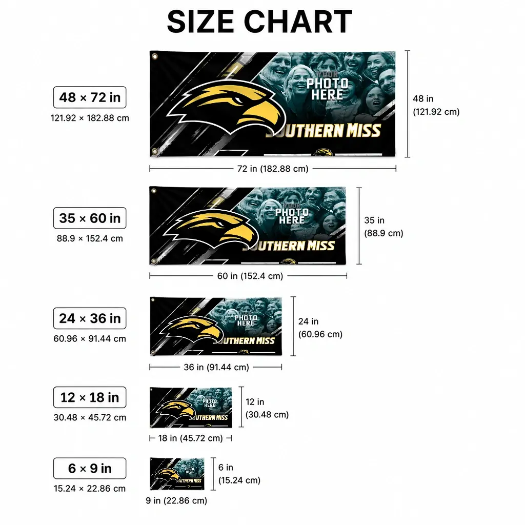 Southern Miss Golden Eagles House Flag Custom Diagonal Stripes Black High Quality Southern Miss Golden Eagles House Flag Custom Diagonal Stripes Black High Quality