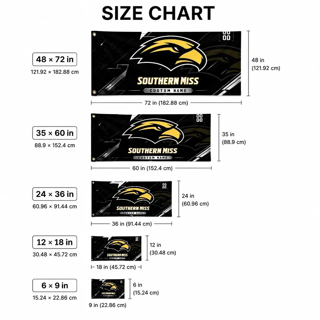 Southern Miss Golden Eagles House Flag Customized Speed Slashes Black High Quality Southern Miss Golden Eagles House Flag Customized Speed Slashes Black High Quality