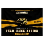 Southern Miss Golden Eagles House Flag Personalized Brushed Streaks Black Best Selling