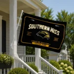 Southern Miss Golden Eagles House Flag Personalized Ornate Border Black Best Selling