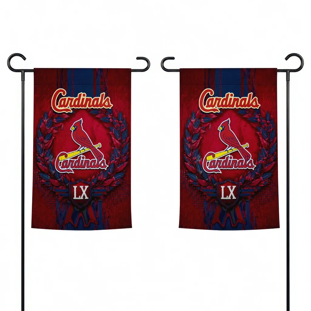 St Louis Cardinals Garden Flag Personalized Laurel Wreath Red Fashion Forward St Louis Cardinals Garden Flag Personalized Laurel Wreath Red Fashion Forward