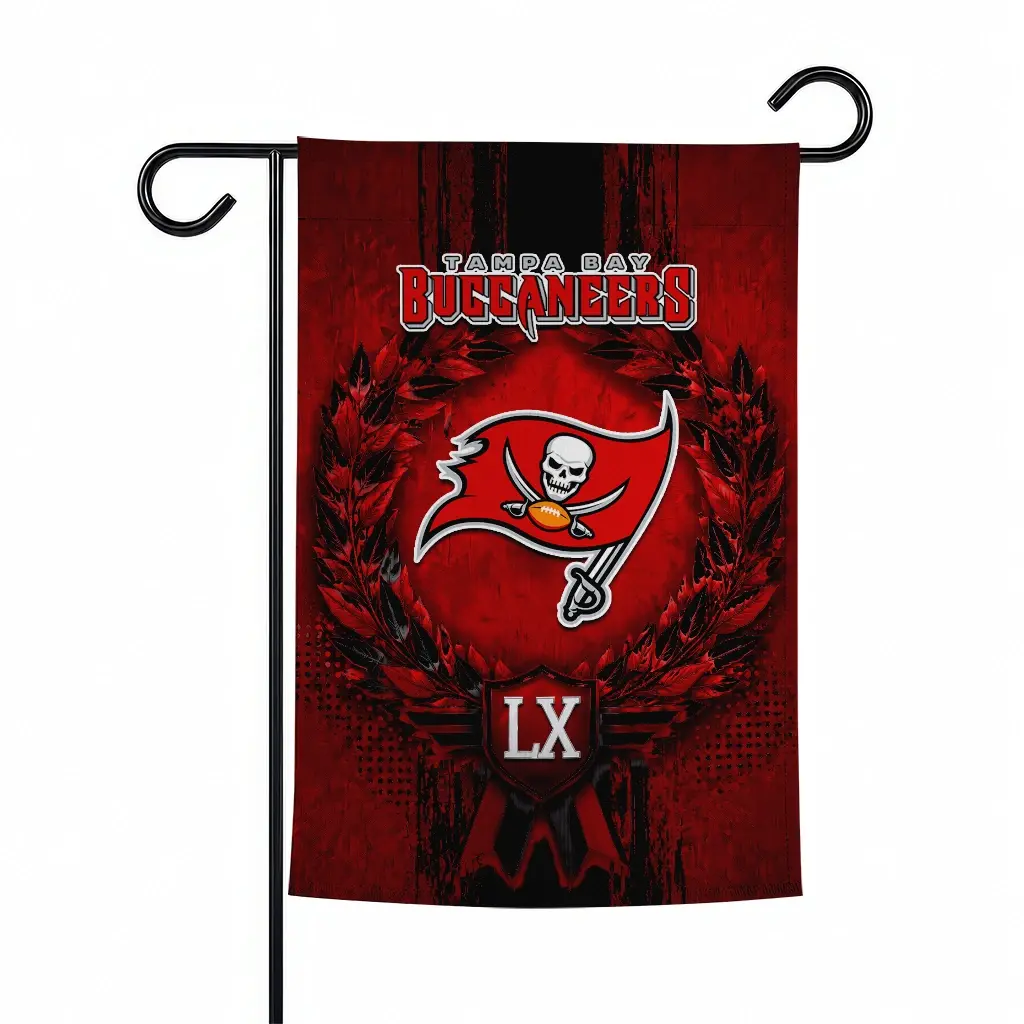 Tampa Bay Buccaneers Garden Flag Custom Laurel Wreath Red Best Selling Tampa Bay Buccaneers Garden Flag Custom Laurel Wreath Red Best Selling