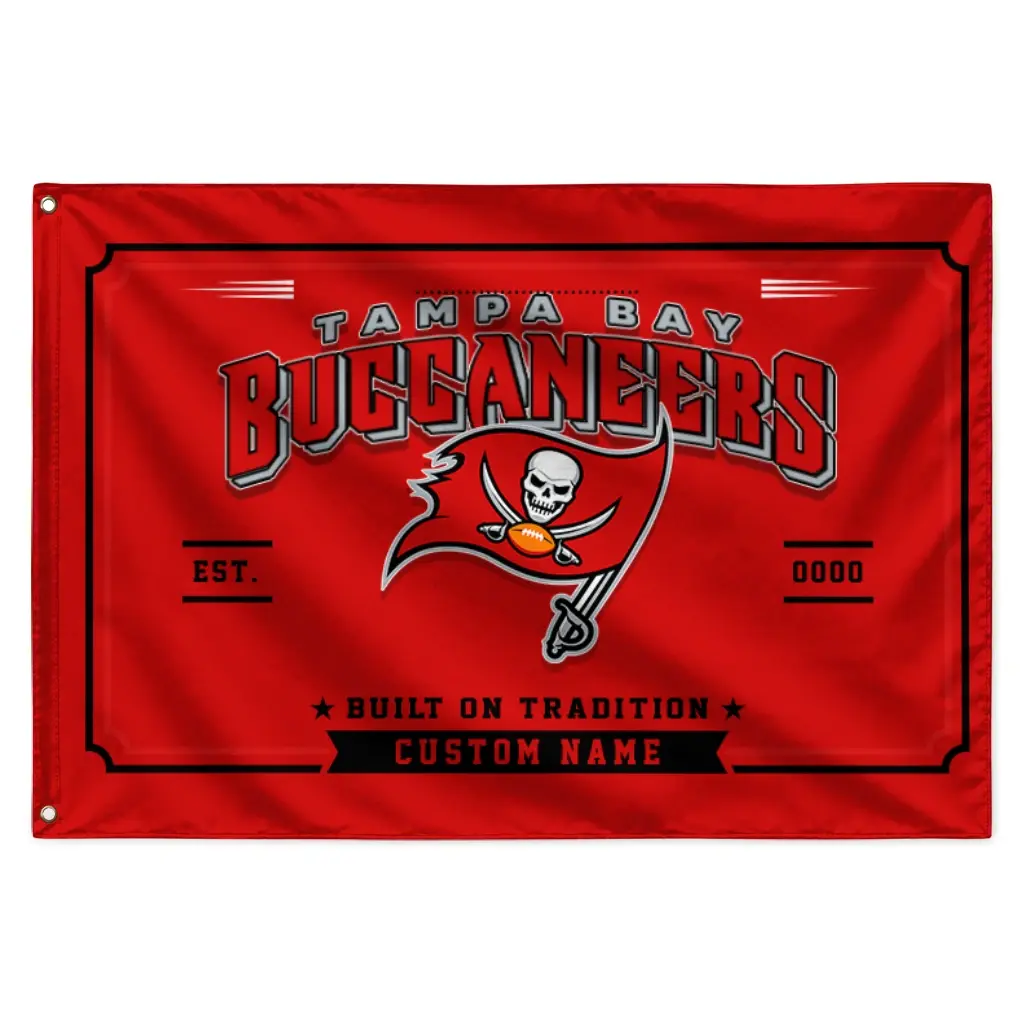 Tampa Bay Buccaneers House Flag Customized Ornate Border Red Best Selling Tampa Bay Buccaneers House Flag Customized Ornate Border Red Best Selling