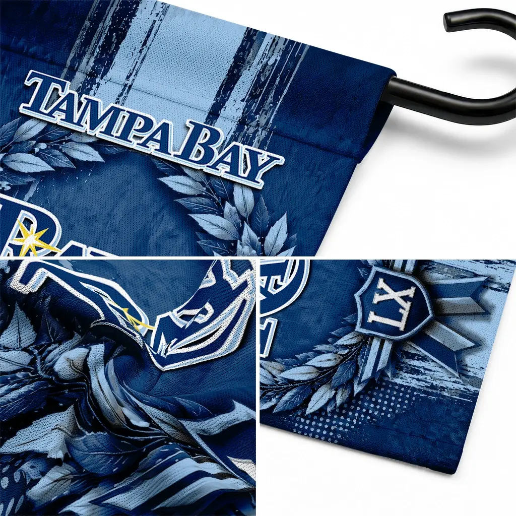 Tampa Bay Rays Garden Flag Custom Laurel Wreath Navy Latest Model Tampa Bay Rays Garden Flag Custom Laurel Wreath Navy Latest Model