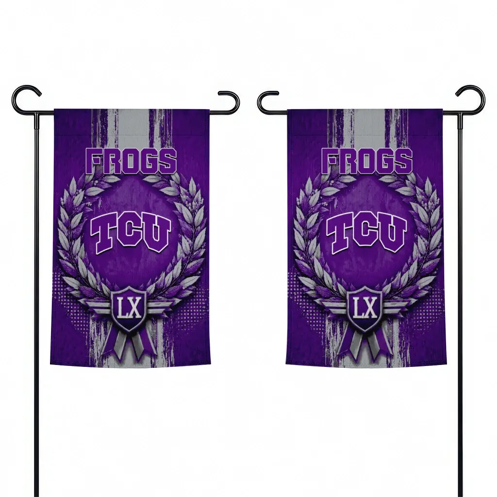 Tcu Horned Frogs Garden Flag Customized Laurel Wreath Purple Fashion Forward Tcu Horned Frogs Garden Flag Customized Laurel Wreath Purple Fashion Forward