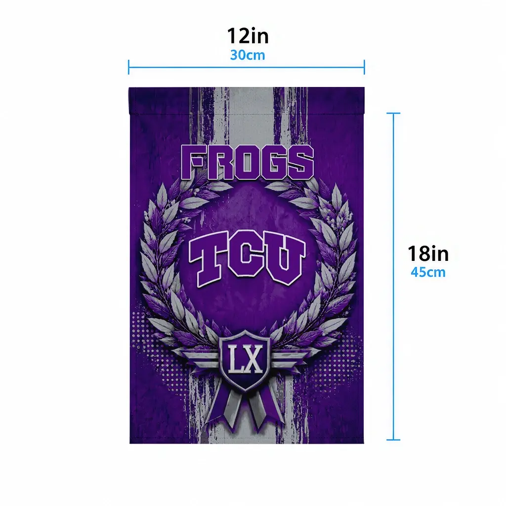 Tcu Horned Frogs Garden Flag Customized Laurel Wreath Purple High Quality Tcu Horned Frogs Garden Flag Customized Laurel Wreath Purple High Quality