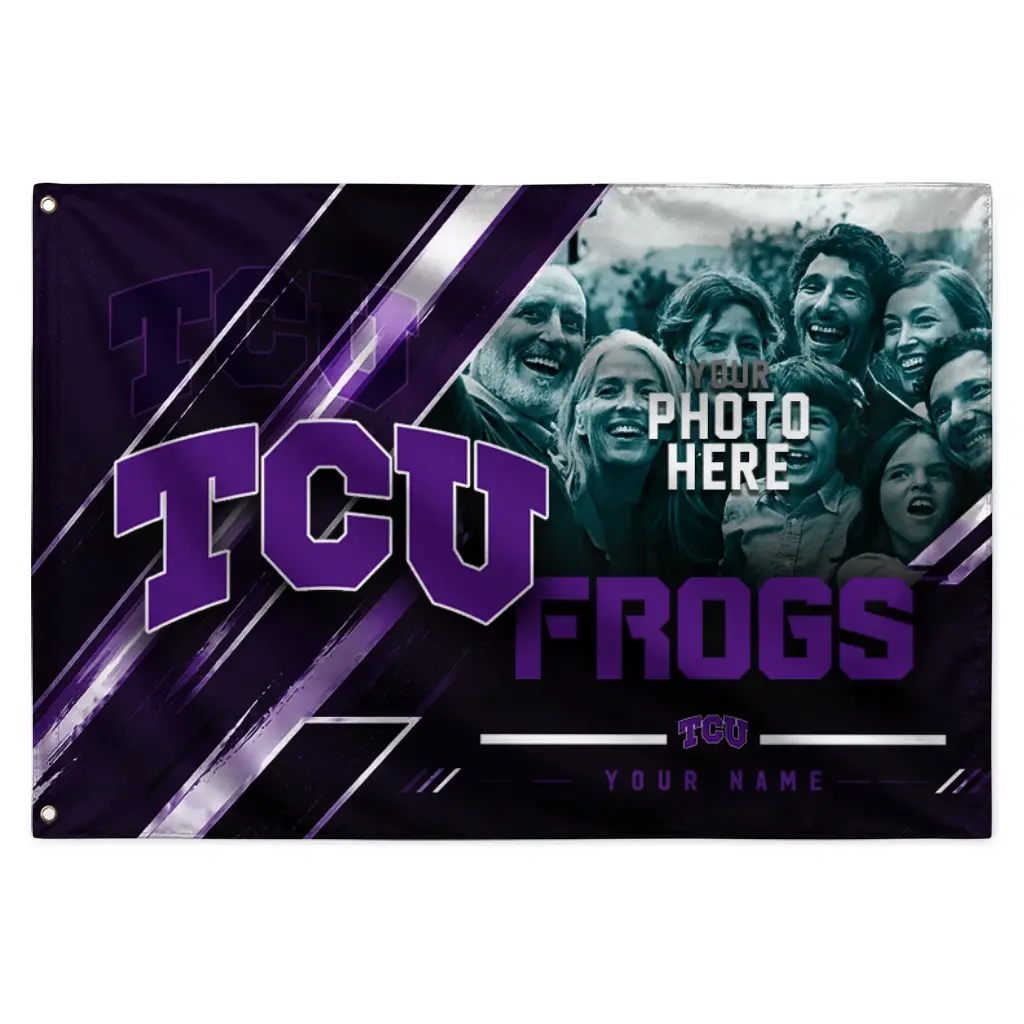 Tcu Horned Frogs House Flag Custom Diagonal Stripes Purple Best Selling Tcu Horned Frogs House Flag Custom Diagonal Stripes Purple Best Selling