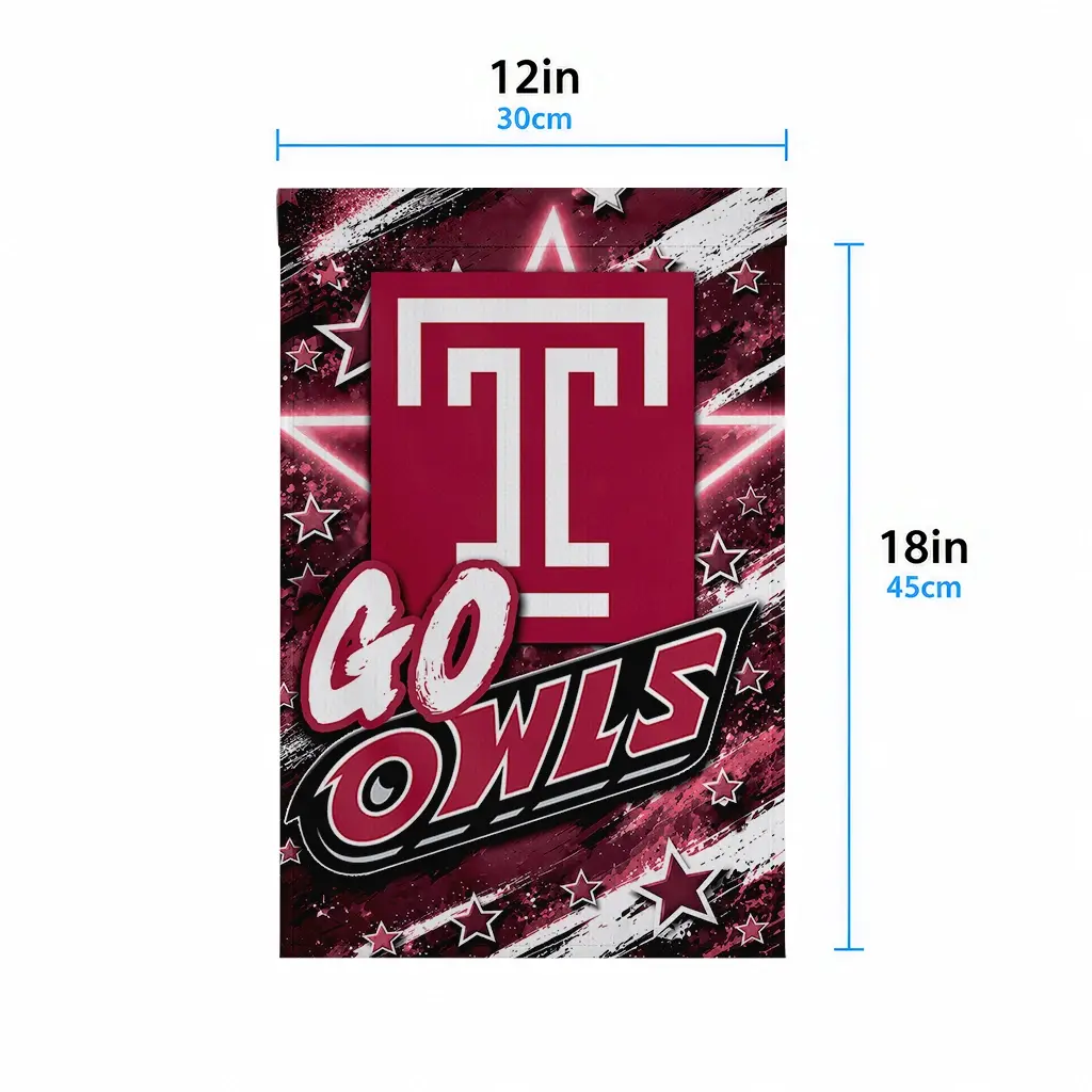 Temple Owls Garden Flag Custom Glowing Star Red High Quality Temple Owls Garden Flag Custom Glowing Star Red High Quality
