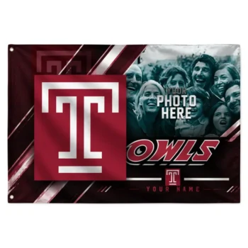Temple Owls House Flag Custom Diagonal Stripes Red Best Selling