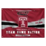 Temple Owls House Flag Personalized Brushed Streaks Red Best Selling