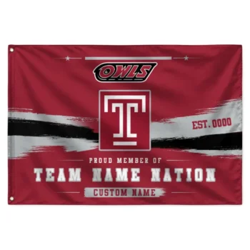 Temple Owls House Flag Personalized Brushed Streaks Red Best Selling