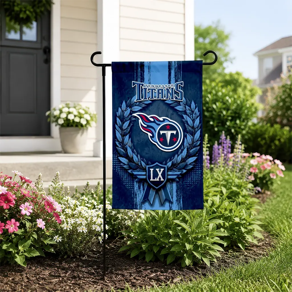 Tennessee Titans Garden Flag Customized Laurel Wreath Navy New Arrival Tennessee Titans Garden Flag Customized Laurel Wreath Navy New Arrival