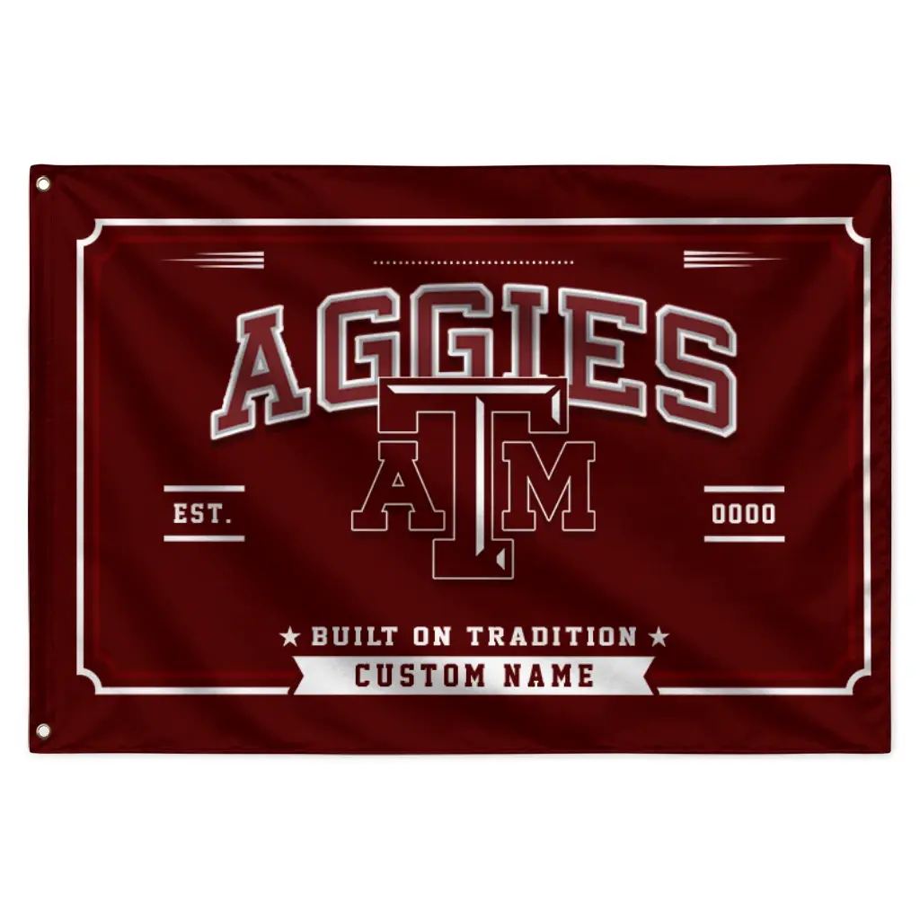 Texas Am Aggies House Flag Customized Ornate Border Maroon Best Selling Texas Am Aggies House Flag Customized Ornate Border Maroon Best Selling