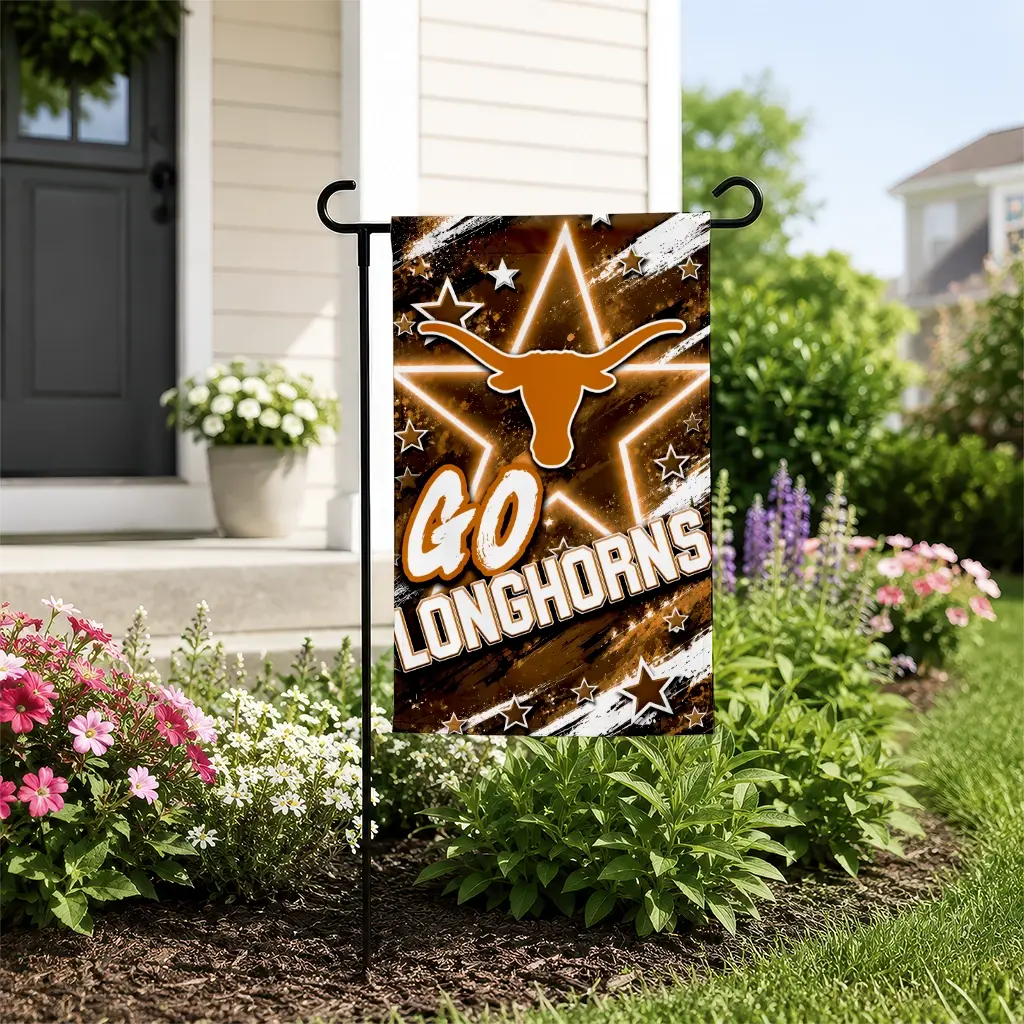 Texas Longhorns Garden Flag Customized Glowing Star Orange New Arrival Texas Longhorns Garden Flag Customized Glowing Star Orange New Arrival