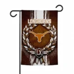 Texas Longhorns Garden Flag Personalized Laurel Wreath Orange Best Selling