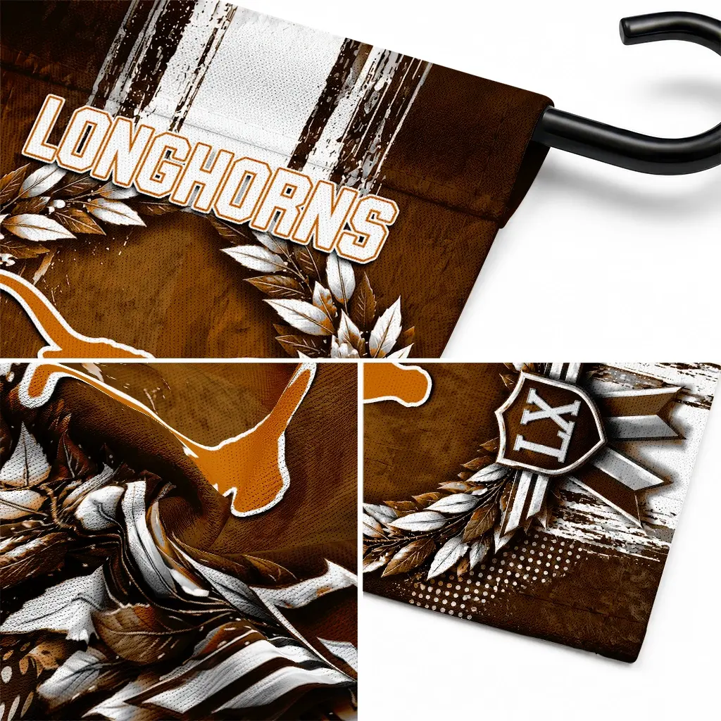 Texas Longhorns Garden Flag Personalized Laurel Wreath Orange Latest Model Texas Longhorns Garden Flag Personalized Laurel Wreath Orange Latest Model