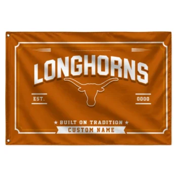 Texas Longhorns House Flag Custom Ornate Border Orange Best Selling
