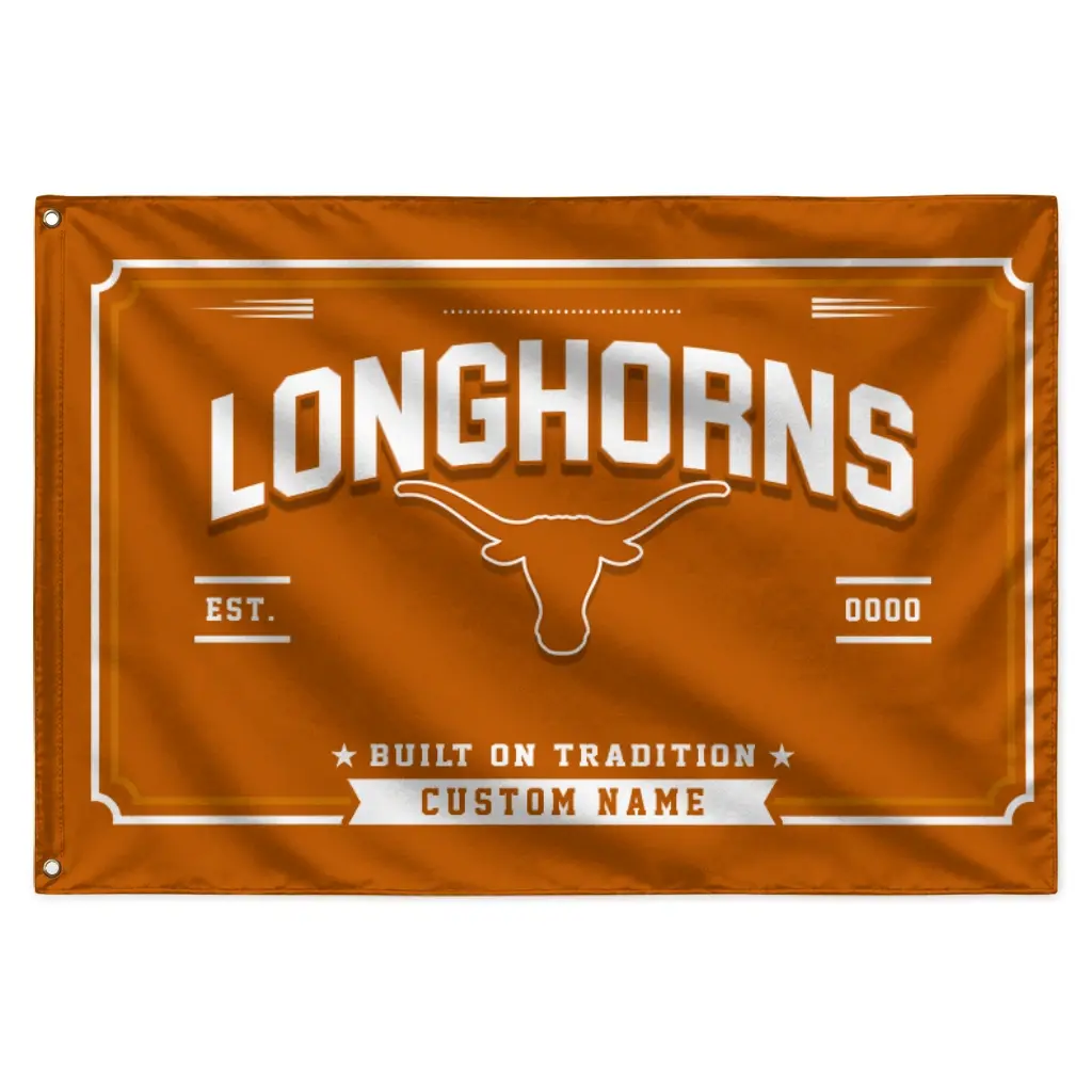 Texas Longhorns House Flag Custom Ornate Border Orange Best Selling Texas Longhorns House Flag Custom Ornate Border Orange Best Selling