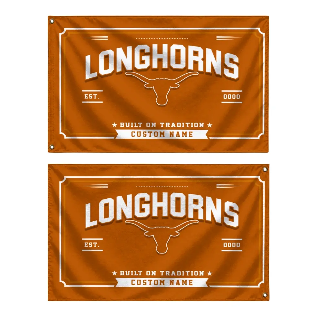 Texas Longhorns House Flag Custom Ornate Border Orange Fashion Forward Texas Longhorns House Flag Custom Ornate Border Orange Fashion Forward