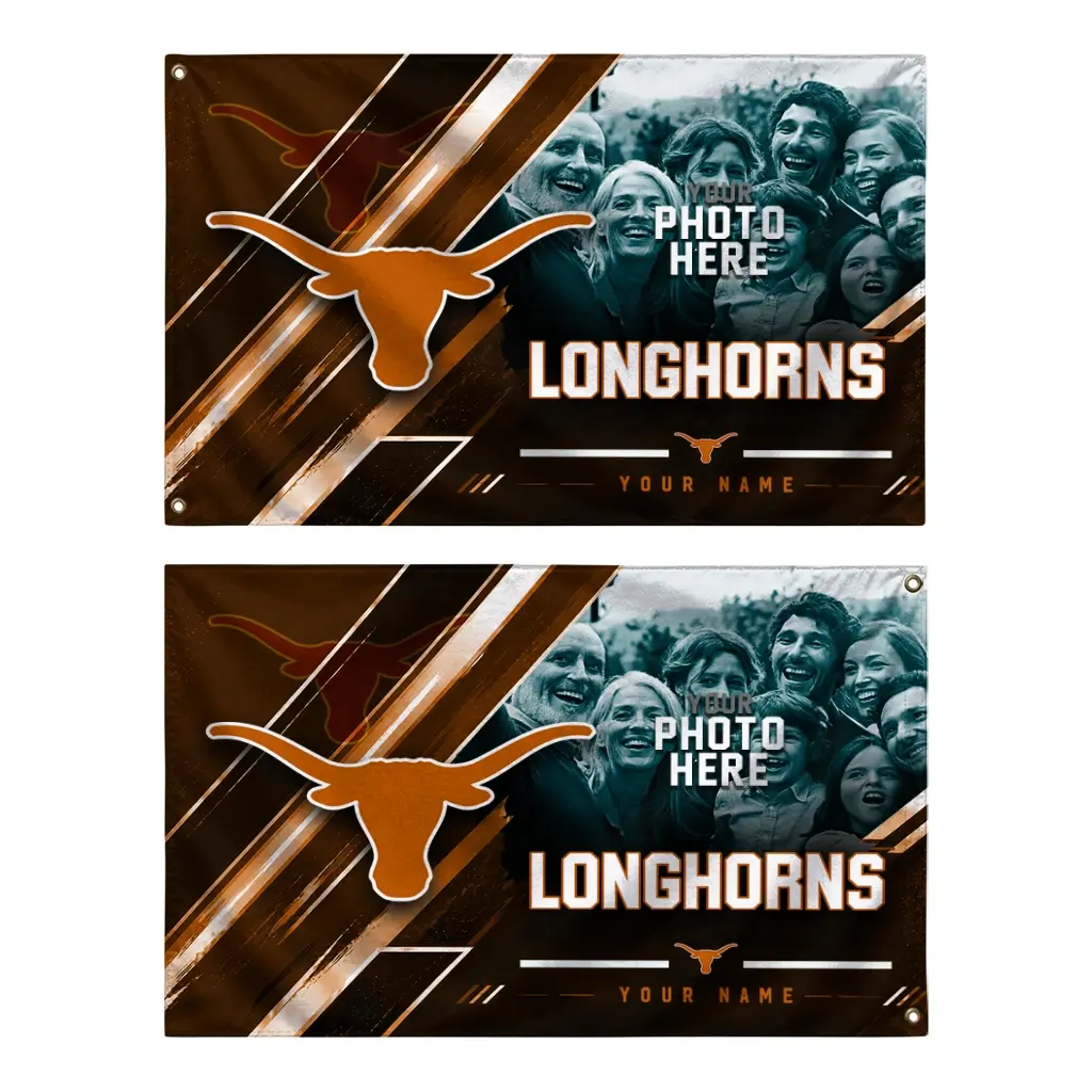 Texas Longhorns House Flag Customized Diagonal Stripes Orange Fashion Forward Texas Longhorns House Flag Customized Diagonal Stripes Orange Fashion Forward