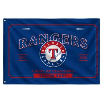 Texas Rangers House Flag Personalized Ornate Border Blue Best Selling