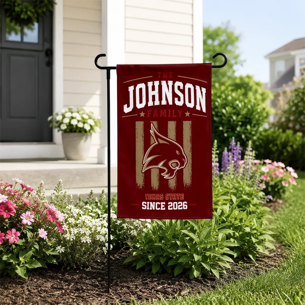 Texas State Bobcats Garden Flag Custom Distressed Stripes Maroon New Arrival Texas State Bobcats Garden Flag Custom Distressed Stripes Maroon New Arrival
