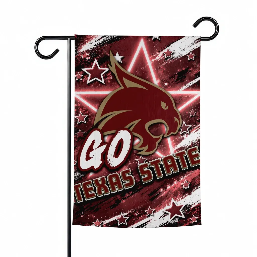 Texas State Bobcats Garden Flag Personalized Glowing Star Maroon Best Selling Texas State Bobcats Garden Flag Personalized Glowing Star Maroon Best Selling