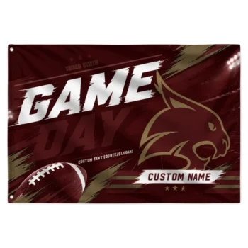 Texas State Bobcats House Flag Personalized Action Streaks Maroon Best Selling