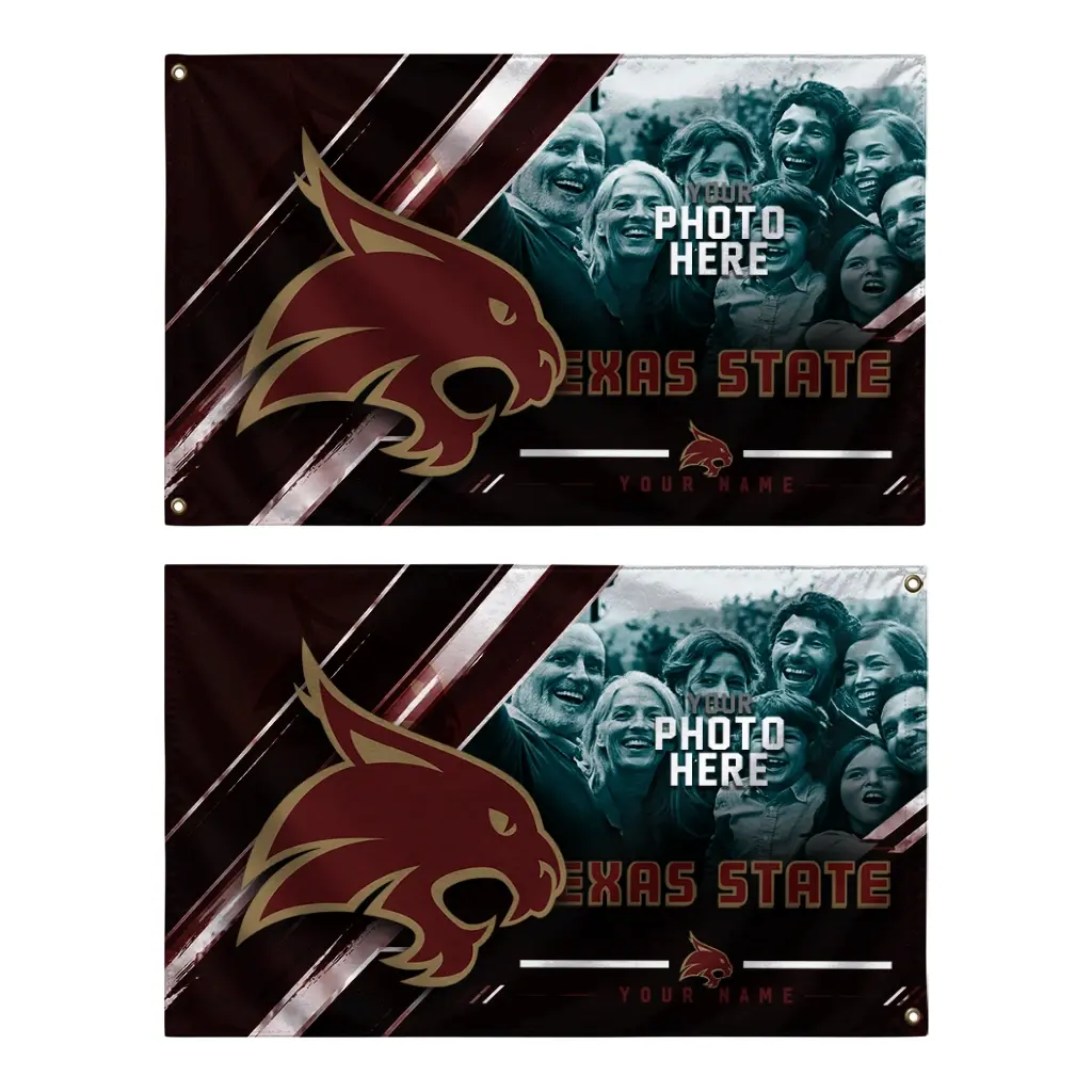 Texas State Bobcats House Flag Personalized Diagonal Stripes Maroon Fashion Forward Texas State Bobcats House Flag Personalized Diagonal Stripes Maroon Fashion Forward