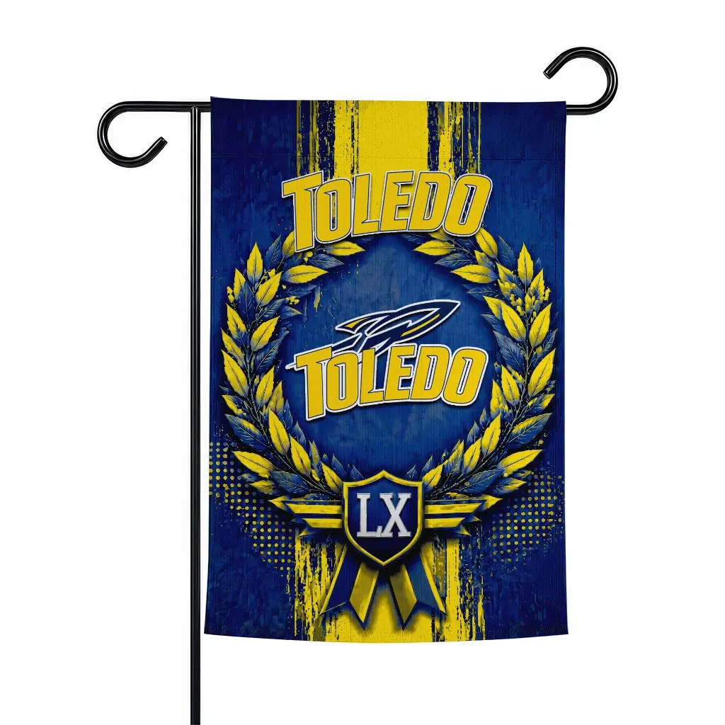 Toledo Rockets Garden Flag Custom Laurel Wreath Blue Best Selling Toledo Rockets Garden Flag Custom Laurel Wreath Blue Best Selling