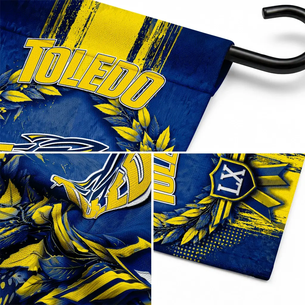 Toledo Rockets Garden Flag Custom Laurel Wreath Blue Latest Model Toledo Rockets Garden Flag Custom Laurel Wreath Blue Latest Model