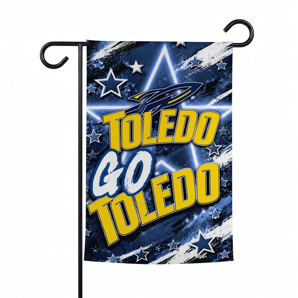 Toledo Rockets Garden Flag Personalized Glowing Star Blue Best Selling Toledo Rockets Garden Flag Personalized Glowing Star Blue Best Selling