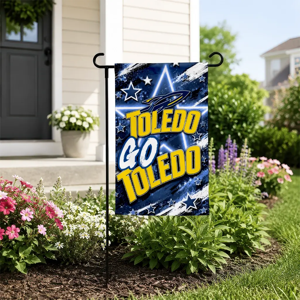 Toledo Rockets Garden Flag Personalized Glowing Star Blue New Arrival Toledo Rockets Garden Flag Personalized Glowing Star Blue New Arrival